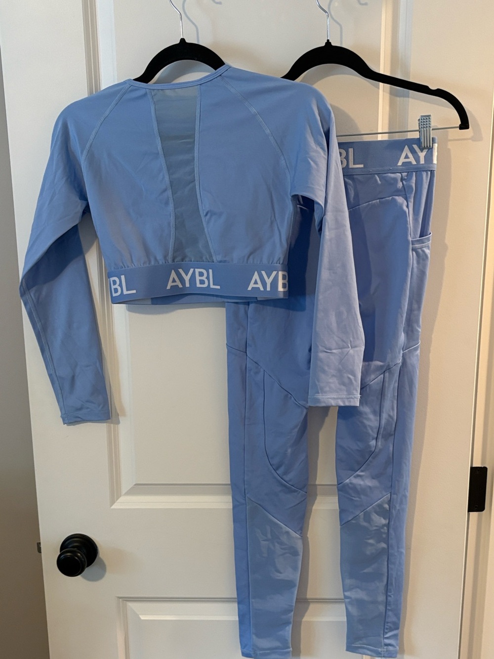 AYBL Light Blue Long Sleeve Crop Top & Leggings Set